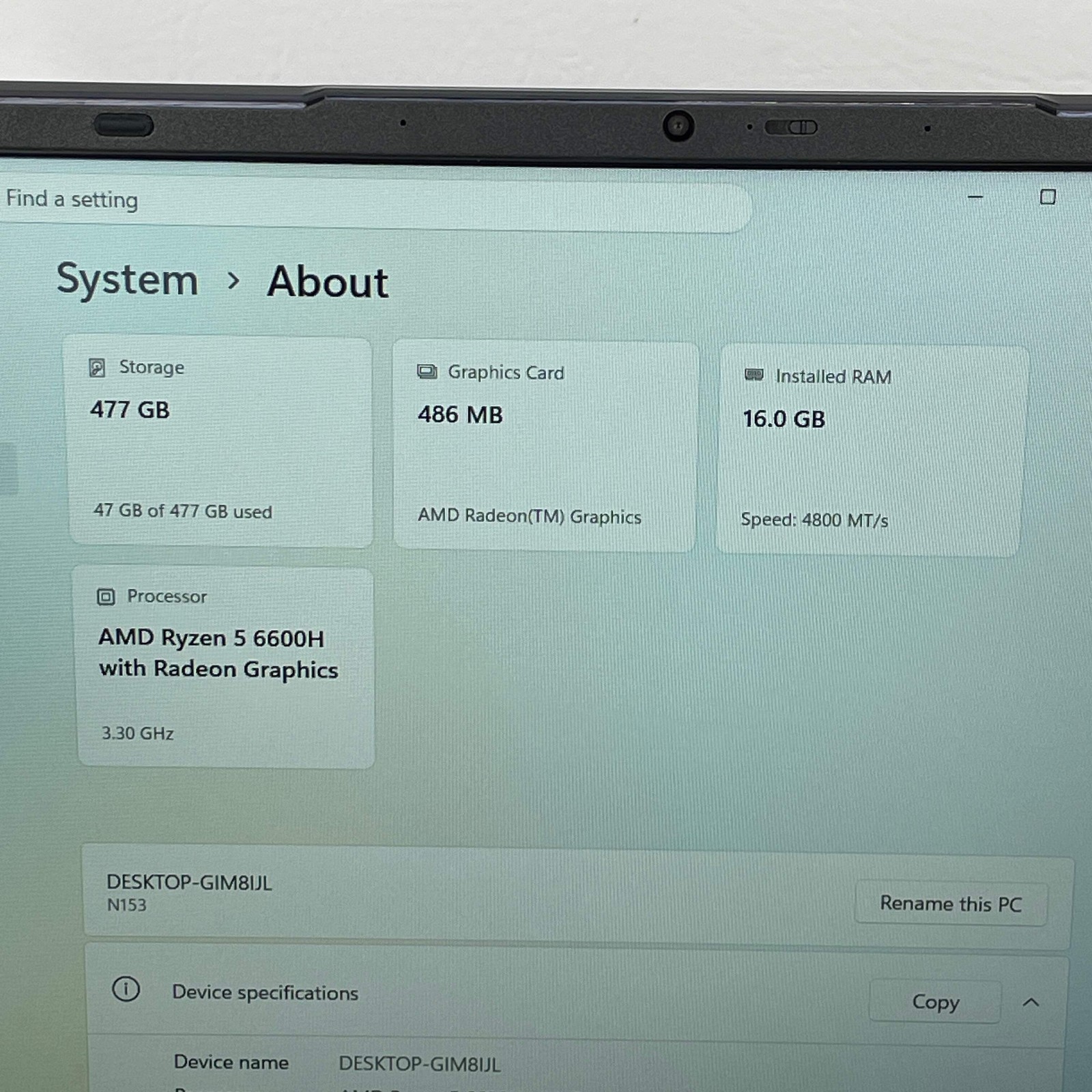 Nimo N153 GIM8IJL 15.6″ Ryzen 5 6600H 3.3GHz 16GB RAM 512GB SSD