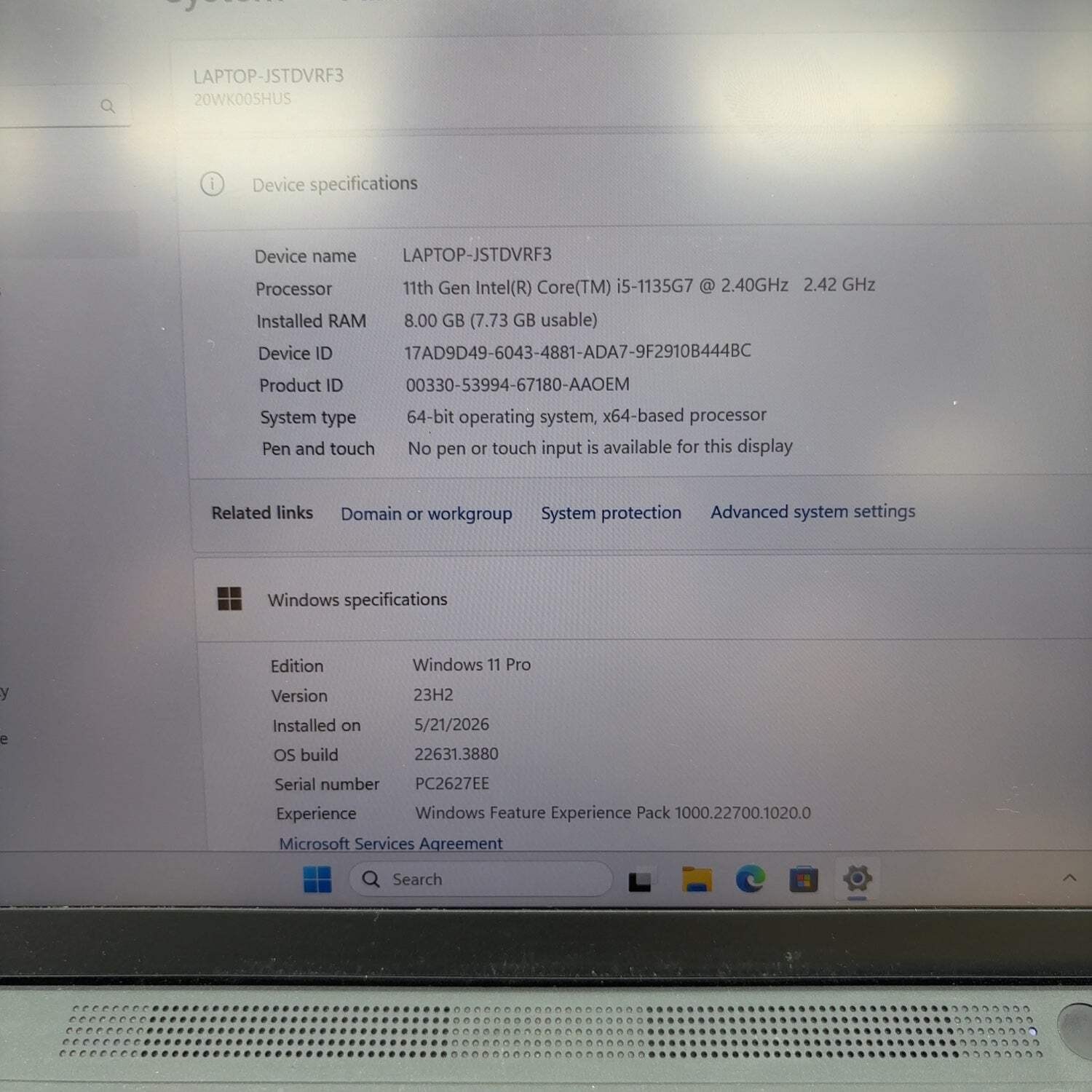 Broken Lenovo ThinkPad X13 Gen 2 20WK-005HUS 13.3″ i5-1135G7 2.4GHz 8GB RAM