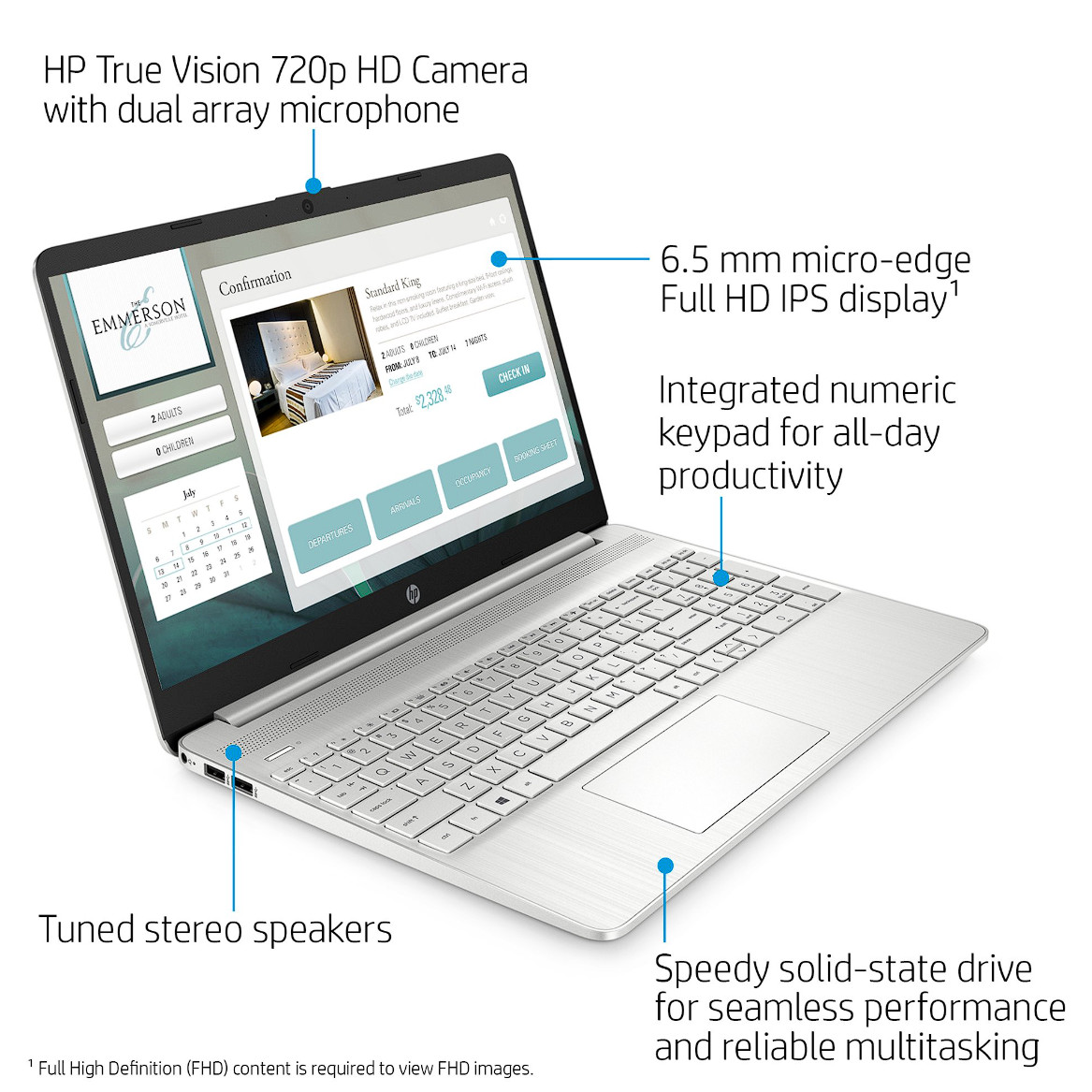 HP 15.6inch FHD, Athlon N3050, 4GB RAM, 128GB SSD Windows 10 Home 15-ef1001wm