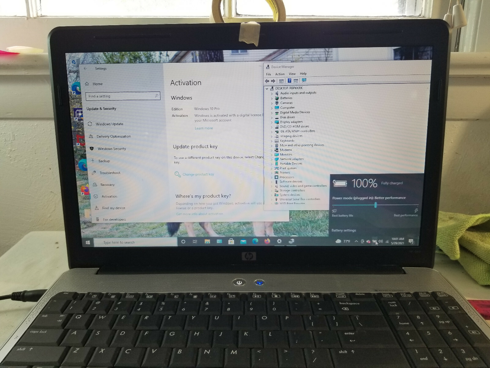 HP G60 4420M, Windows 10 Pro, 240 GB SSD, CPU Intel T9600 2.8 Ghz, RAM 4GB, VGA.