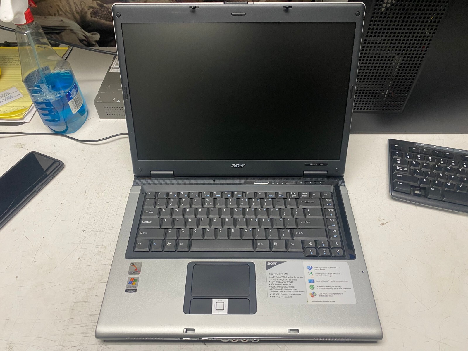 Acer Aspire 5100 Laptop AMD Turion 64 X2 120 GB SSD Windows 7 Fresh
