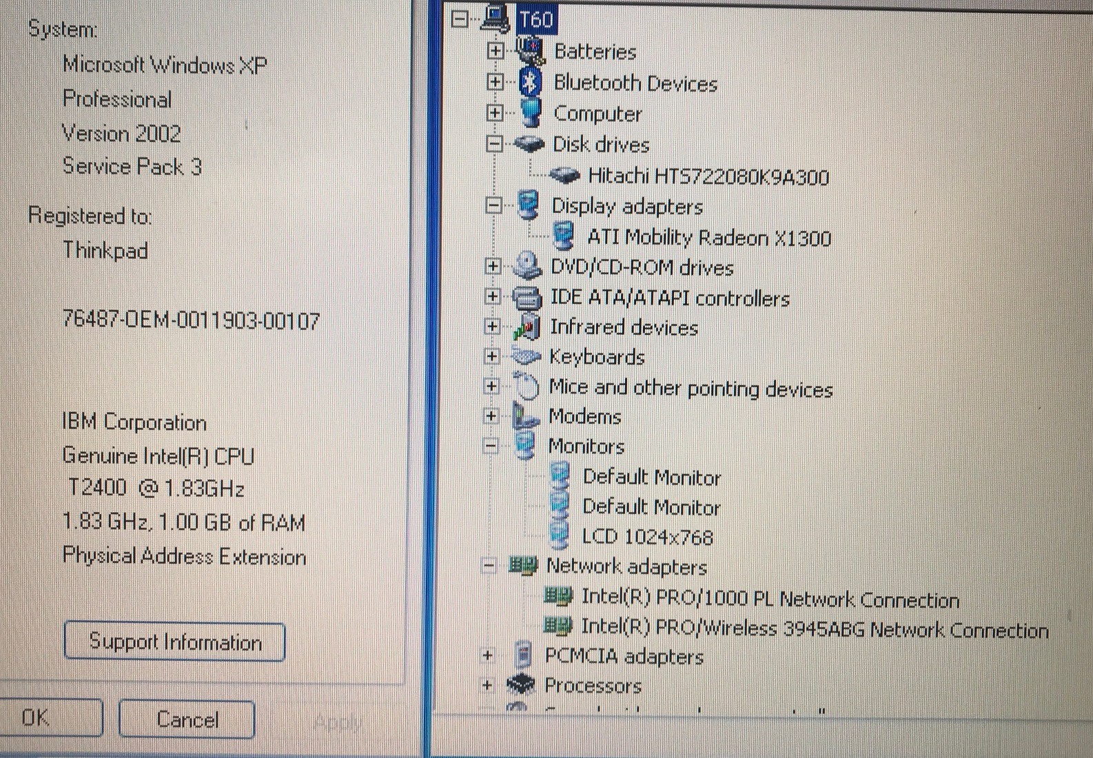 IBM Thinkpad T60 14″ – ATI gpu, XGA, 1.8ghz, 2gb RAM, 80gb HDD, w/charger – read