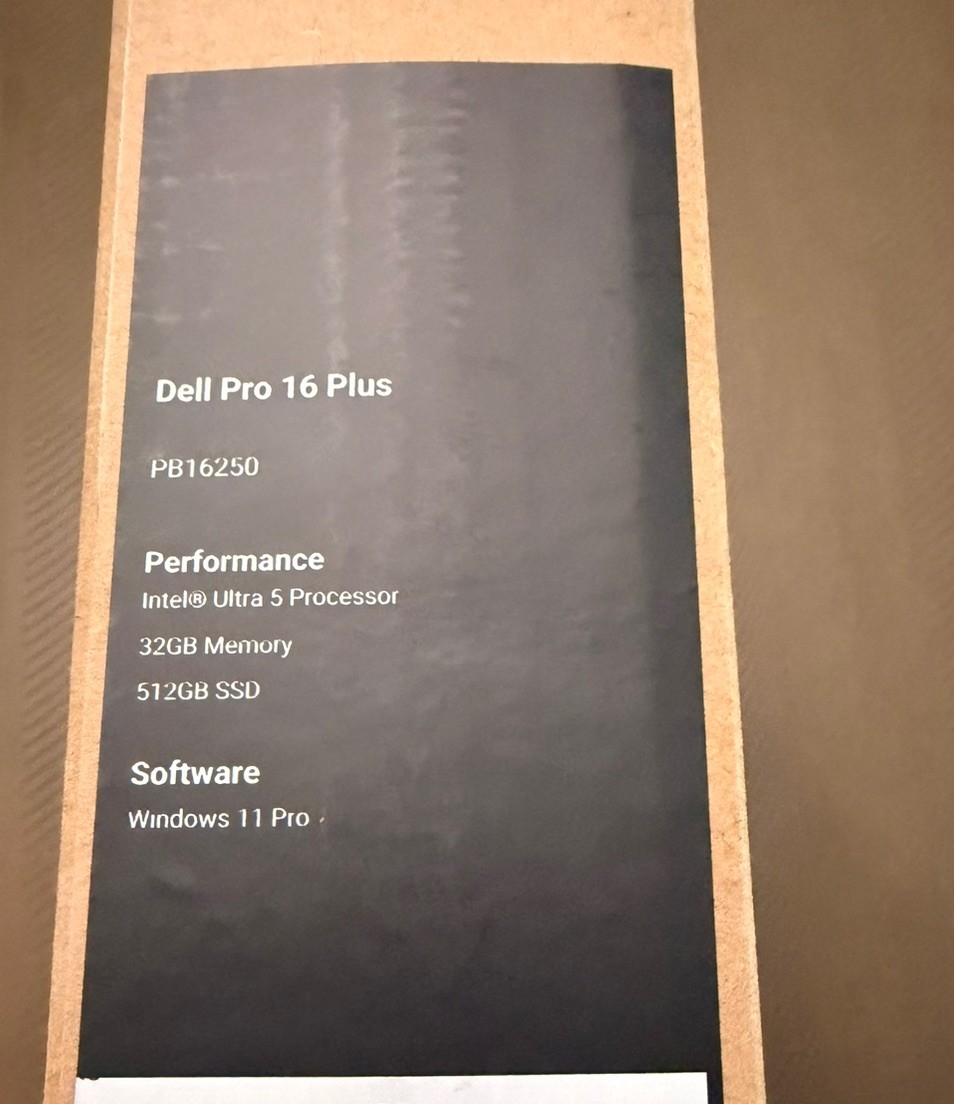 Dell Pro 16 Plus PB14250 16″ Ultra 5 32GB RAM 512GB Windows 11 Pro Laptop-SEALED