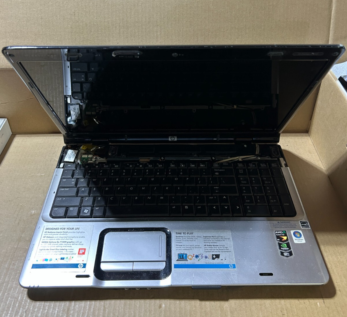 Used – Parts – HP Pavilion dv9910us Laptop – AMD Turion X2 – No RAM – No Drive