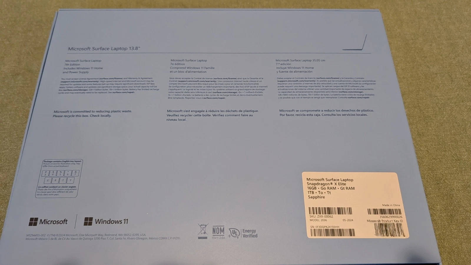 Microsoft Surface Laptop Copilot+ – 13.8″ – Snapdragon X Elite 16GB 1TB SSD