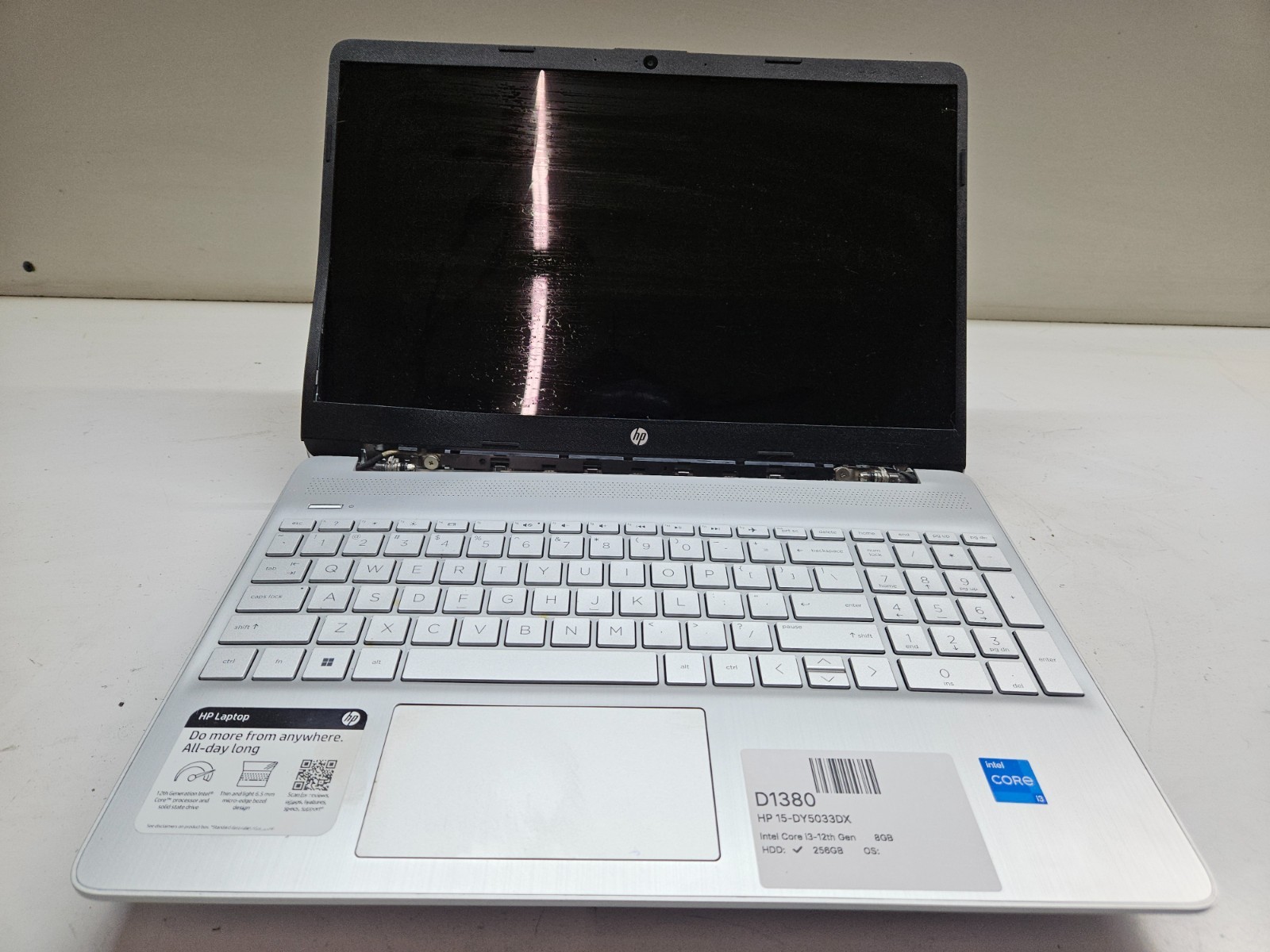 HP 15-DY5033DX Intel Core i3-12th Gen 8GB 256GB SSD NO OS – READ