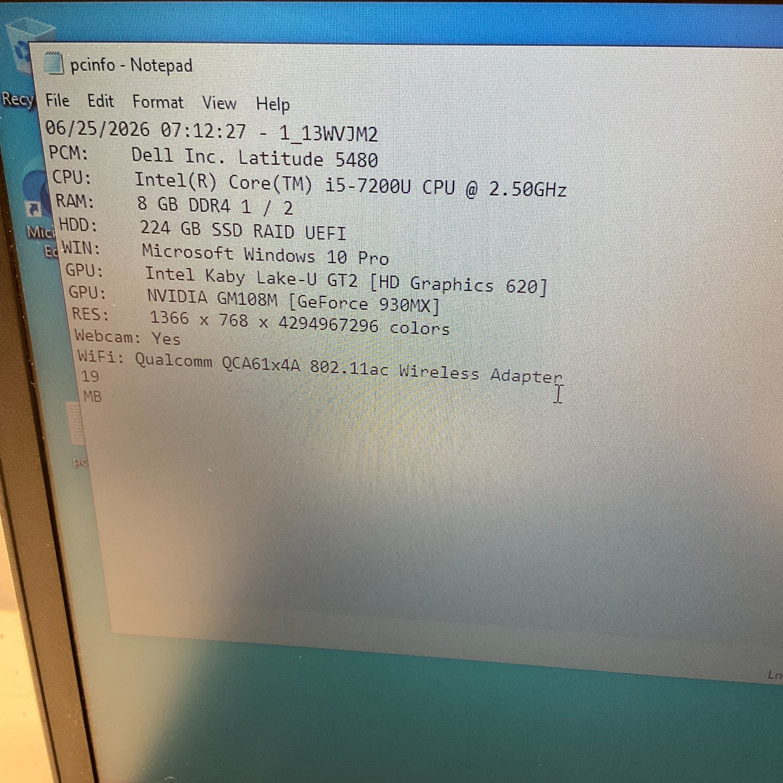 Dell Latitude 5480 14″ Intel Core i5-7200U 2.50GHz 8GB 250GB SSD Windows 10 Pro