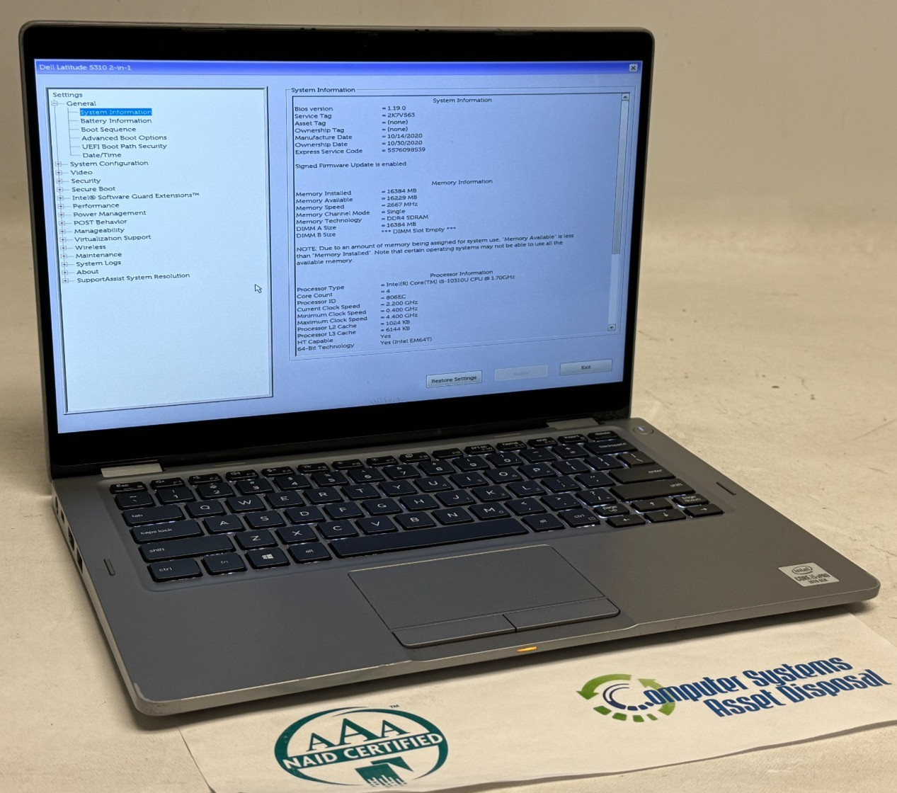 Dell Latitude 5310 2in1 13.3″ (i5-10310u – 16GB RAM – 256GB SSD – Win11Home)