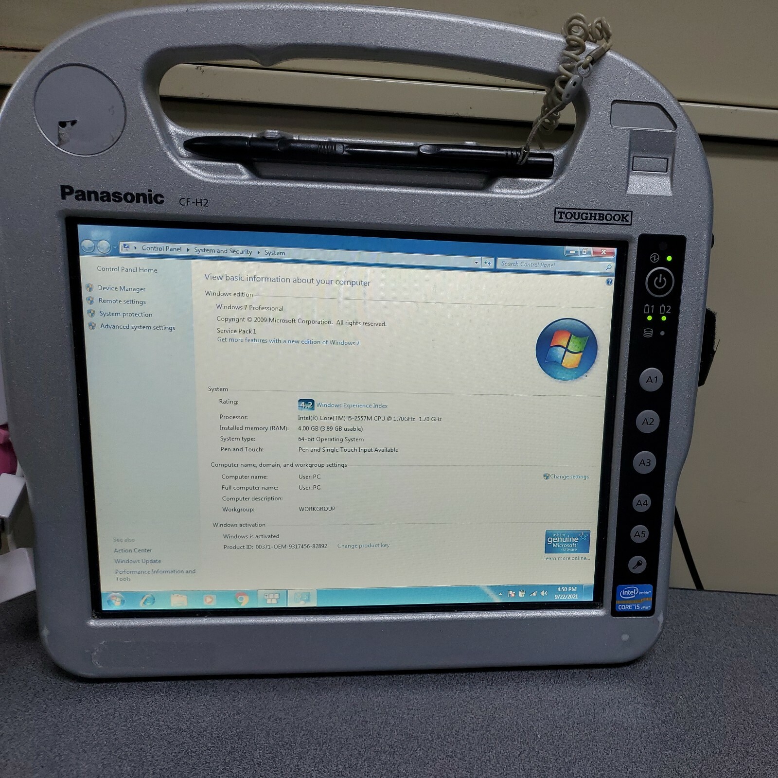 Panasonic Toughbook CF-H2 i5-2557M 1.7GHz-4GB-500GB HDD 10.1″ WIN 7 PRO 64BIT