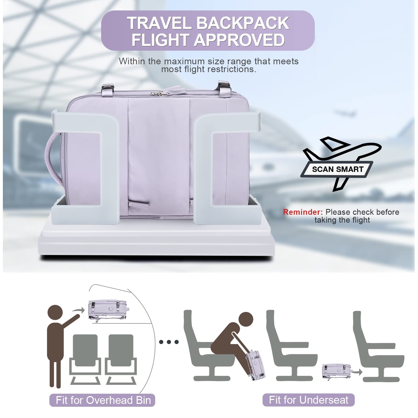 Carry On Backpack Personal Item Travel Backpack For Women Airline/Flight Approve