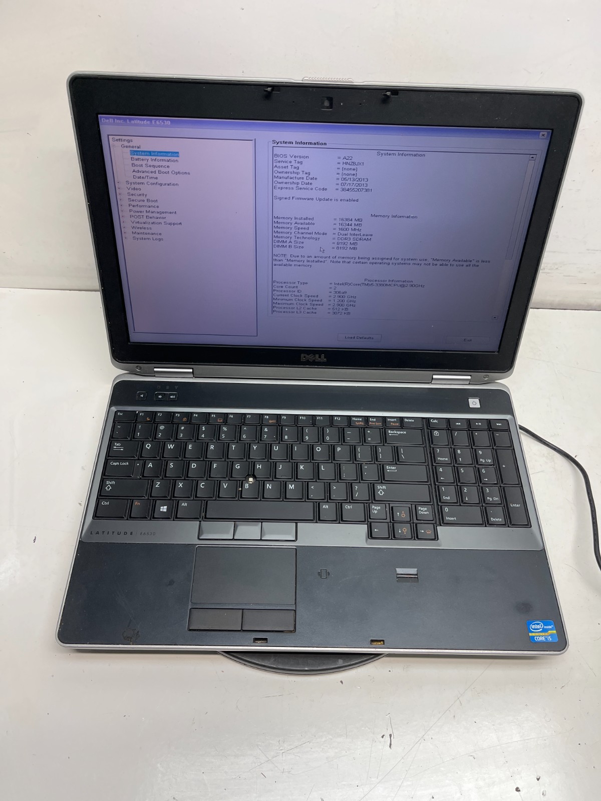 Dell Latitude E6530 Intel Core i5-3380M 2.90GHz 16GB NO HDD