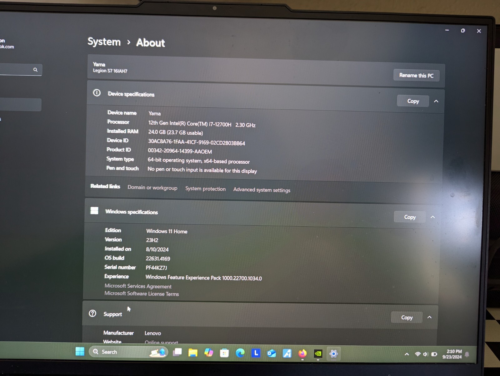 Lenovo Legion Slim 7i 16″ (512GB SSD, Intel Core i7 12th Gen., 2.30 GHz,…