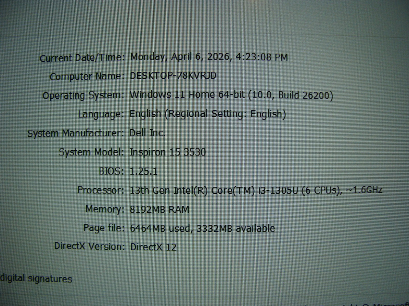 2025 Dell Inspiron 15 3530 15.6″FHD 120hz i3-1305U 1.6GHz 8GB 512GB W11H +PA