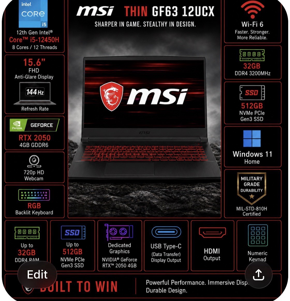 ASUS TUF Gaming A17 17.3″ (512GB, 32GB Ram AMD Ryzen 5, 3.00 GHz, Laptop 144HZ