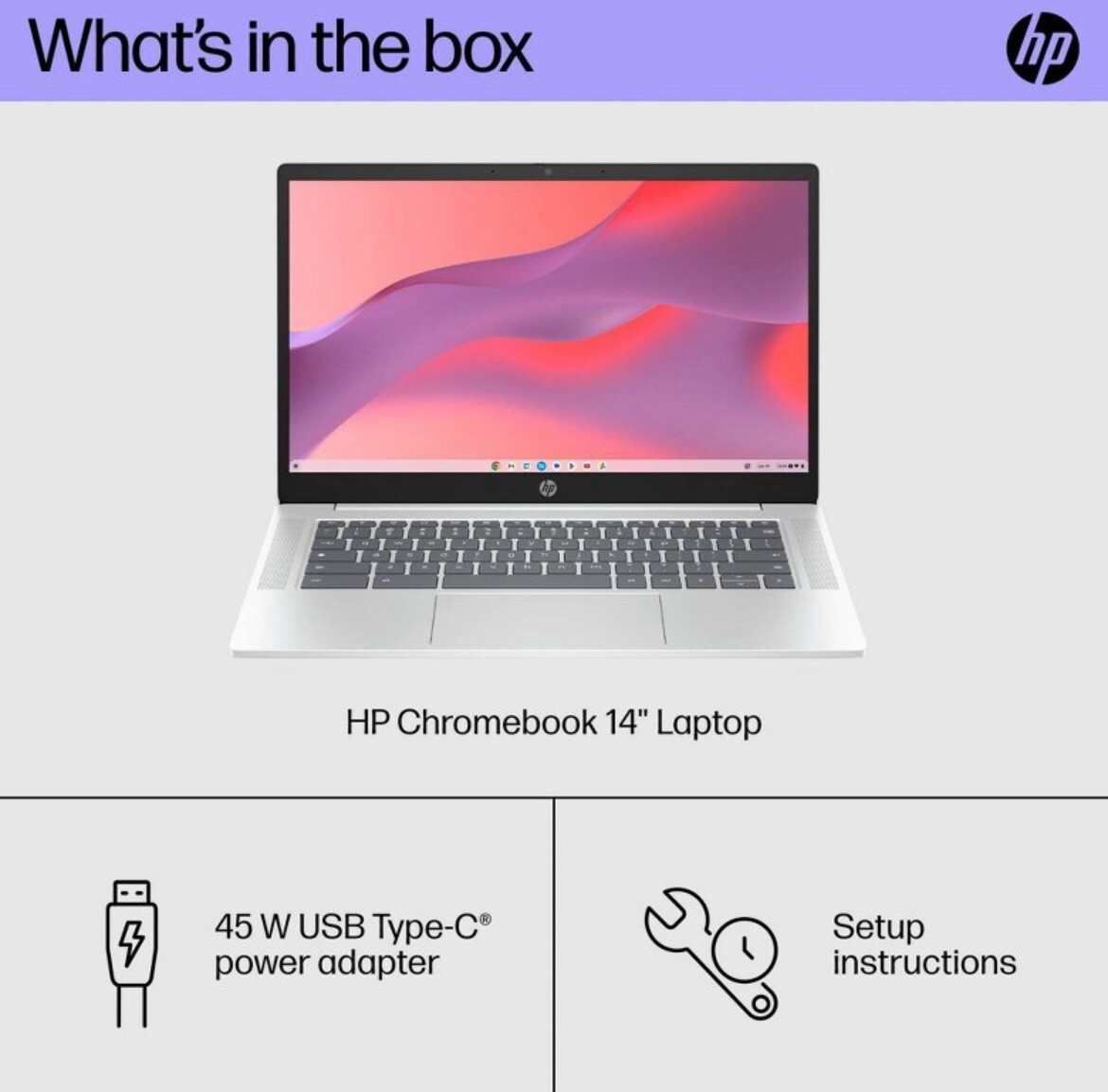 BRAND NEW HP 14” Touchscreen Chromebook – Intel Pentium N200 – Silver