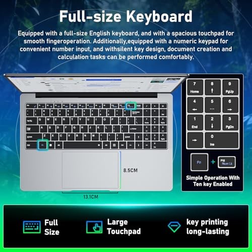 Laptop Computer 15.6″ Win11 Pro Laptops 8GB RAM 256GB Silver-8GB-256GB N4000