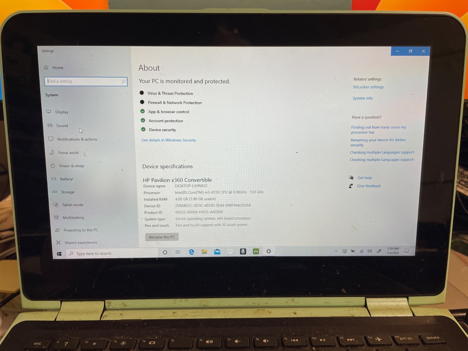 HP Pavilion x360 11-k127cl m3-6y30. W10 Factory Reset