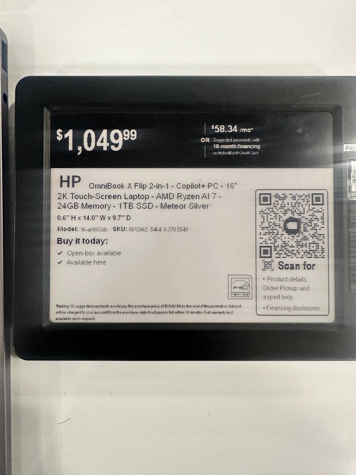 HP 14″ OmniBook X Flip 2-in-1 Copilot PC AMD Ryzen AI 7, 24GB RAM, 1TB SSD