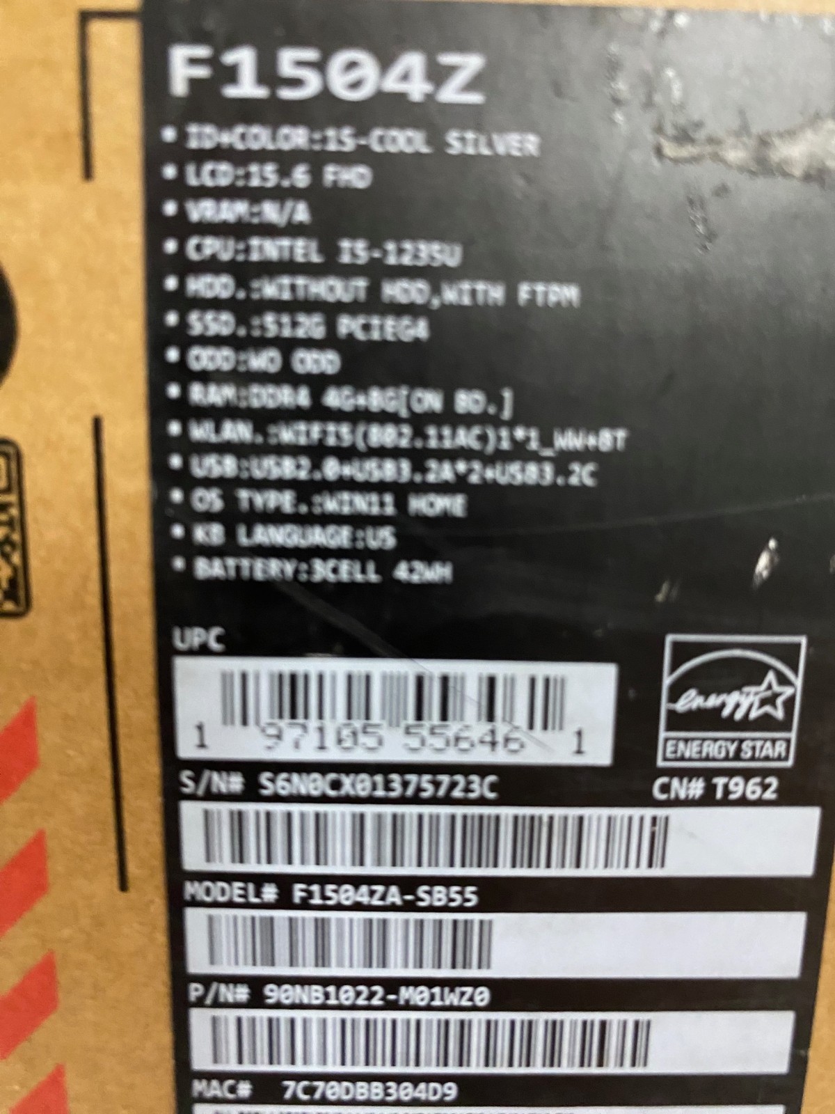 Asus Vivobook F1504Z 15″ Laptop Intel Core i3-1215U, UHD Graphics 8GB RAM Win 11