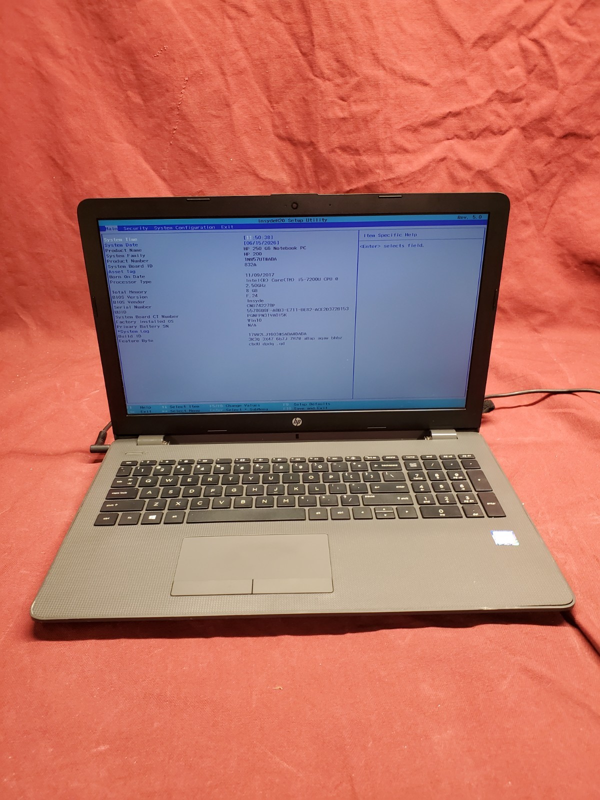 HP 250 G6 Notebook i5 7200U 2.50GHz /8GB/NO SSD #2878