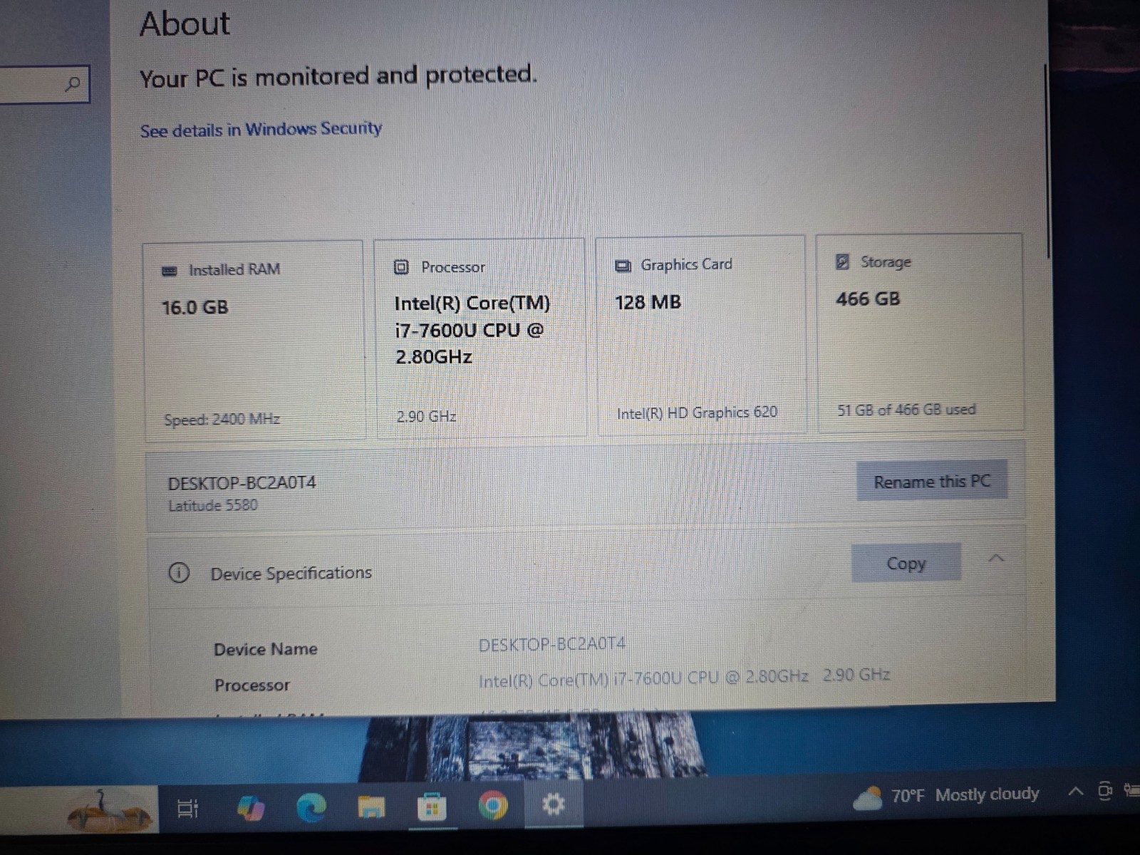 Dell Latitude 5580 15.6″ Windows 10 Pro i7-7600 16GB RAM 480GB SSD
