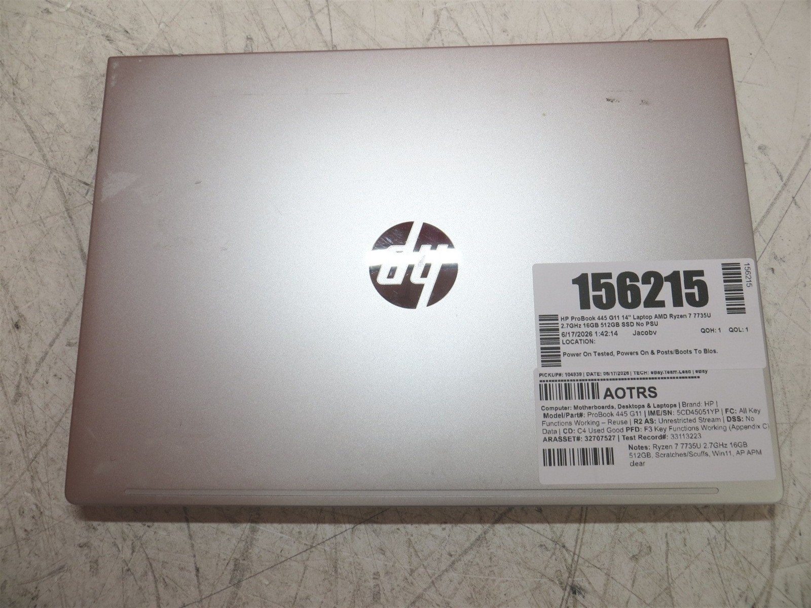 HP ProBook 445 G11 14″ Laptop AMD Ryzen 7 7735U 2.7GHz 16GB 512GB SSD No PSU