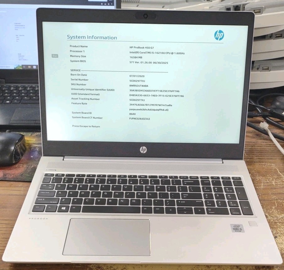HP ProBook 450 G7 15.6″ Laptop W/ i5-10210U, 16GB, 256GB M.2.