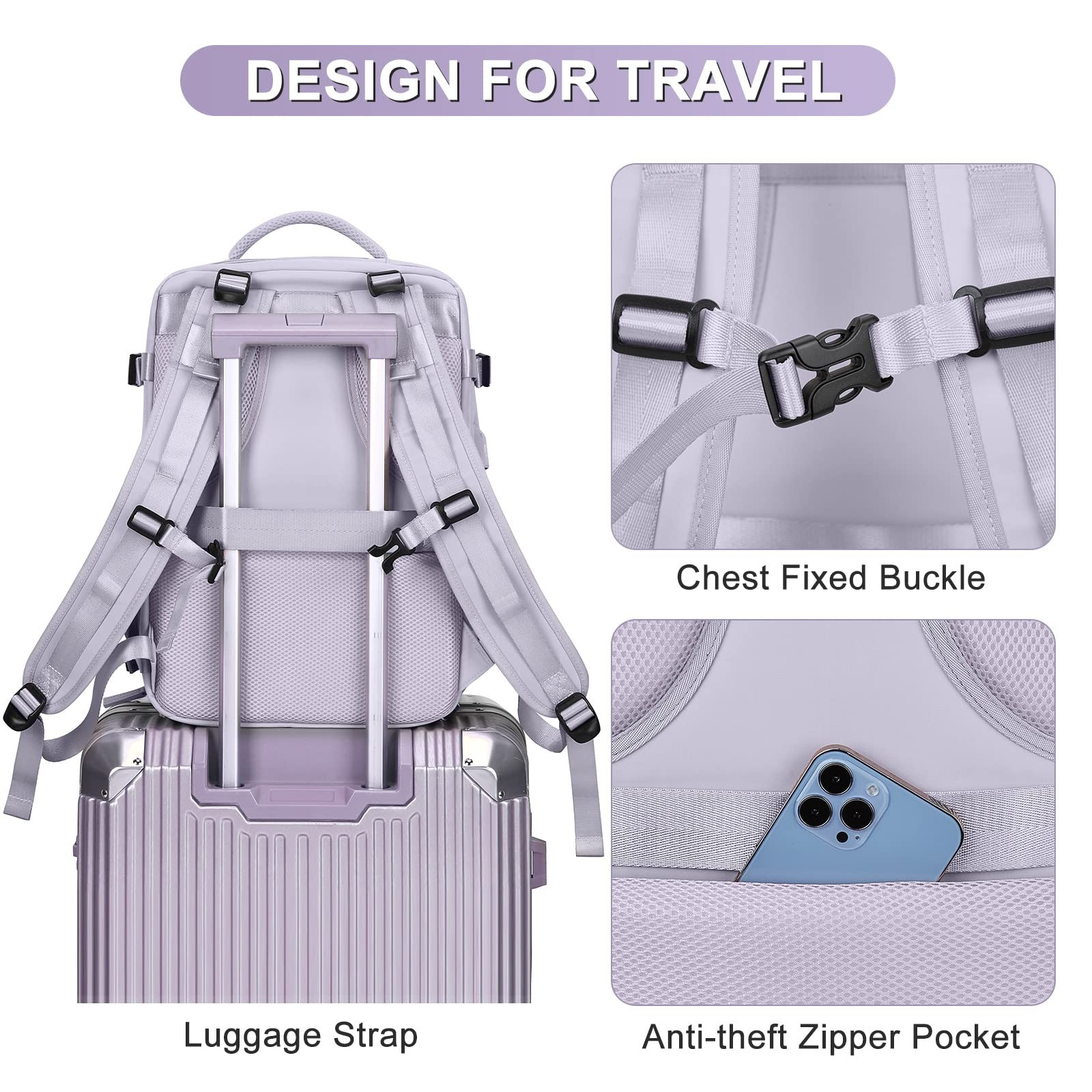 Carry On Backpack Personal Item Travel Backpack For Women Airline/Flight Approve