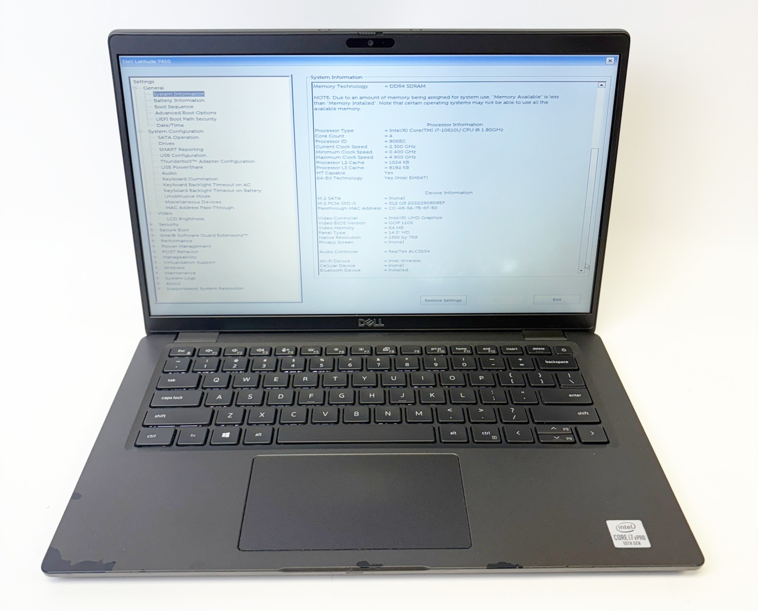 Dell Latitude 7410 Laptop 14″ i7-10610U 1.80GHz 8GB RAM 512GB NVMe SSD