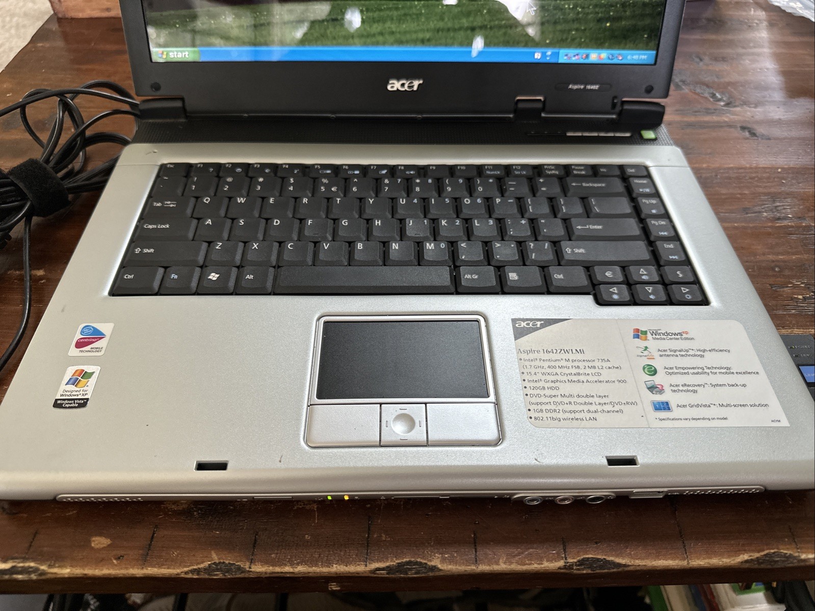 Acer Aspire 1640Z Intel Pentium M Centrino – 1GB RAM – Win XP Works