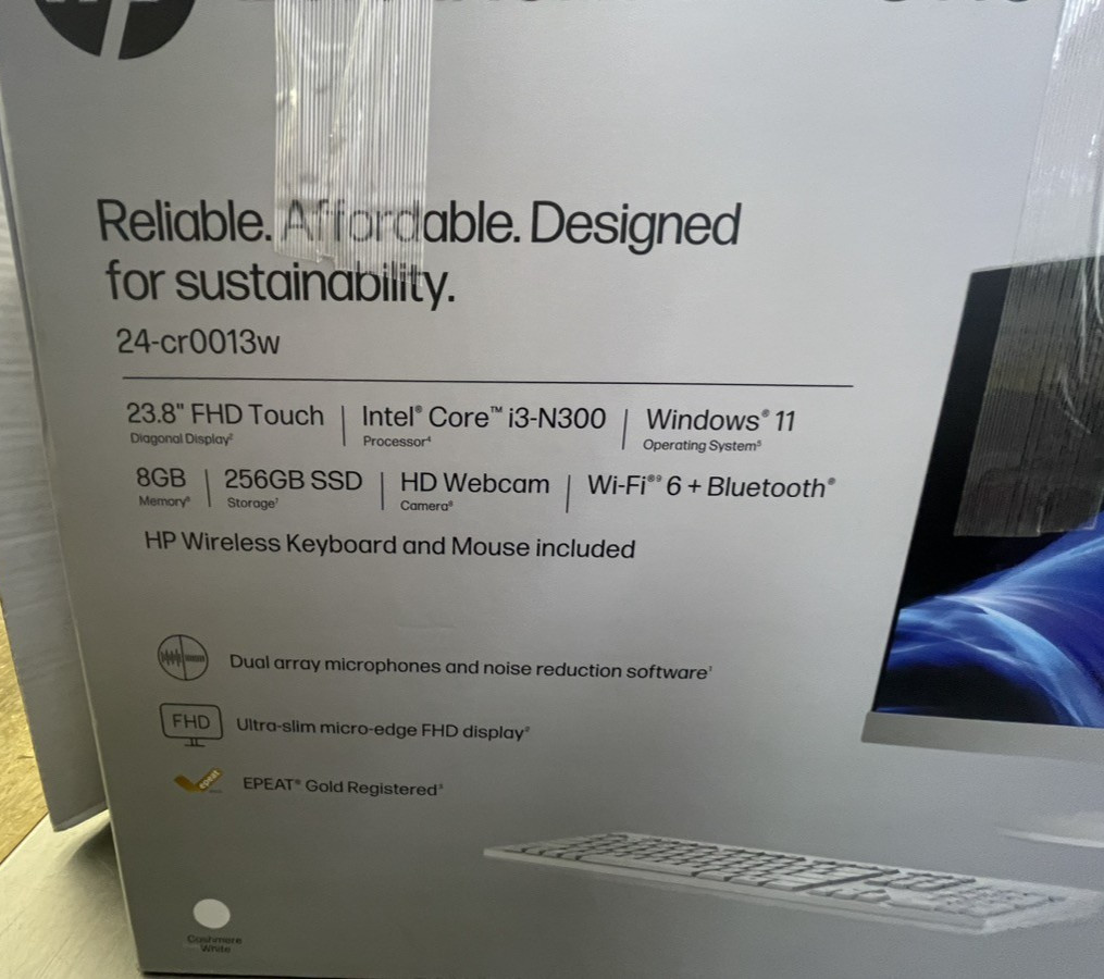 HP 23.8 inch All-in-One Desktop PC 24-cr0013w Brand New OPEN BOX(CJL006952)