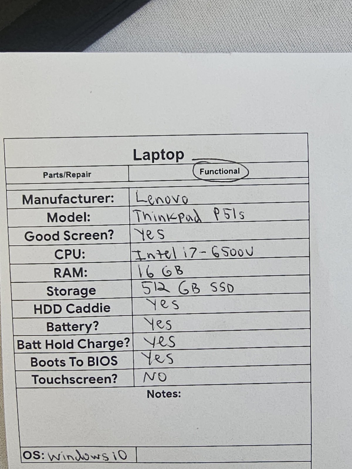 Lenovo ThinkPad P51s Laptop – Intel i7-6500u – 16GB RAM – 512GB SSD – Windows 10