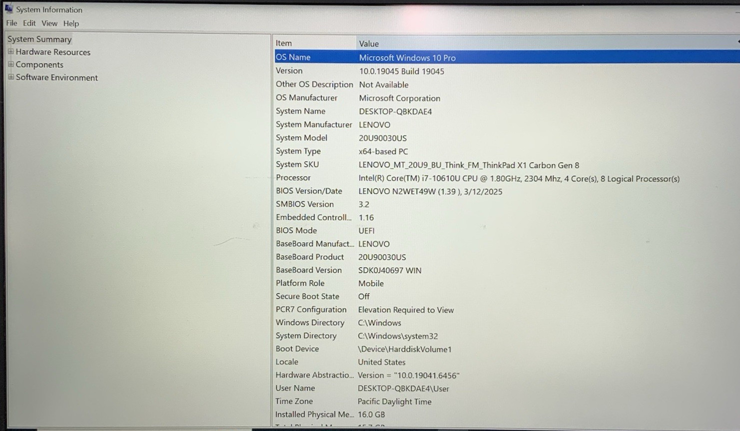 Lenovo ThinkPad X1 Carbon Gen 8 Intel i7-10610U 16GB DDR4 512GB Touchscreen W10P