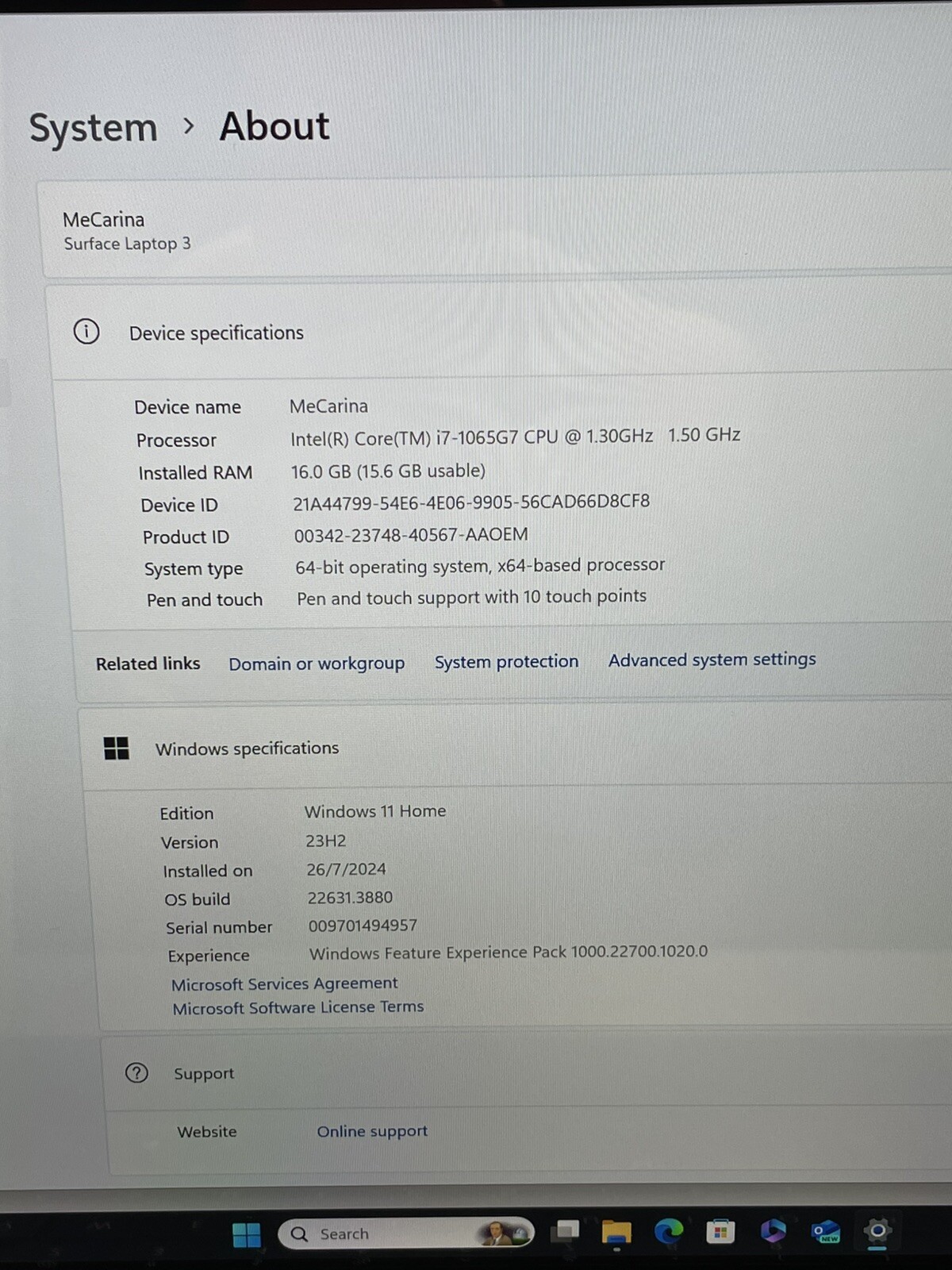 Microsoft Surface Laptop 3 Touchscreen (Intel Core I7-1065g7 1.30GHz 16GB Ram