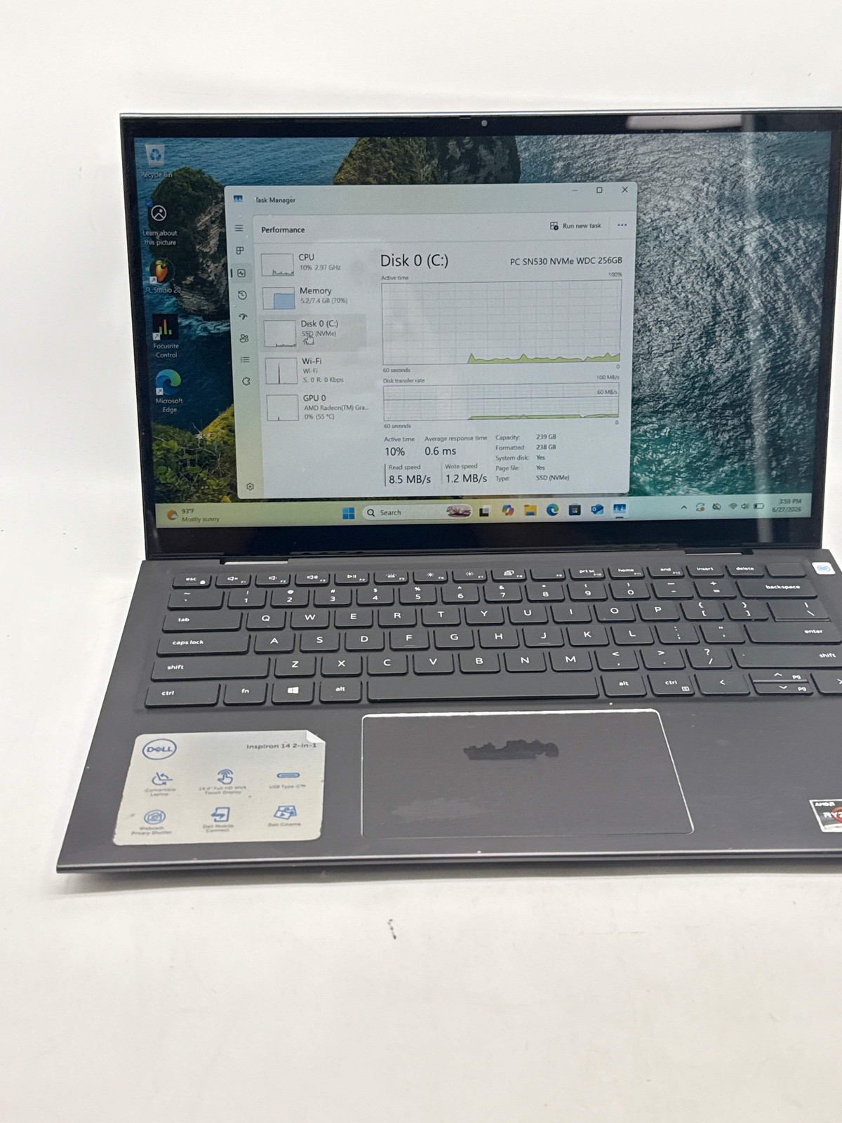 Dell Inspiron 7415 2-in-1 Ryzen 5 5500U 8GB RAM 256GB SSD – Used