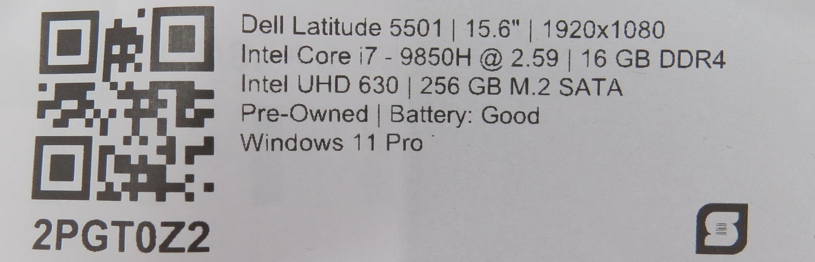 Dell Latitude 5501 i7-9850H 16GB DDR4 RAM 256GB M.2 Win11 Pro