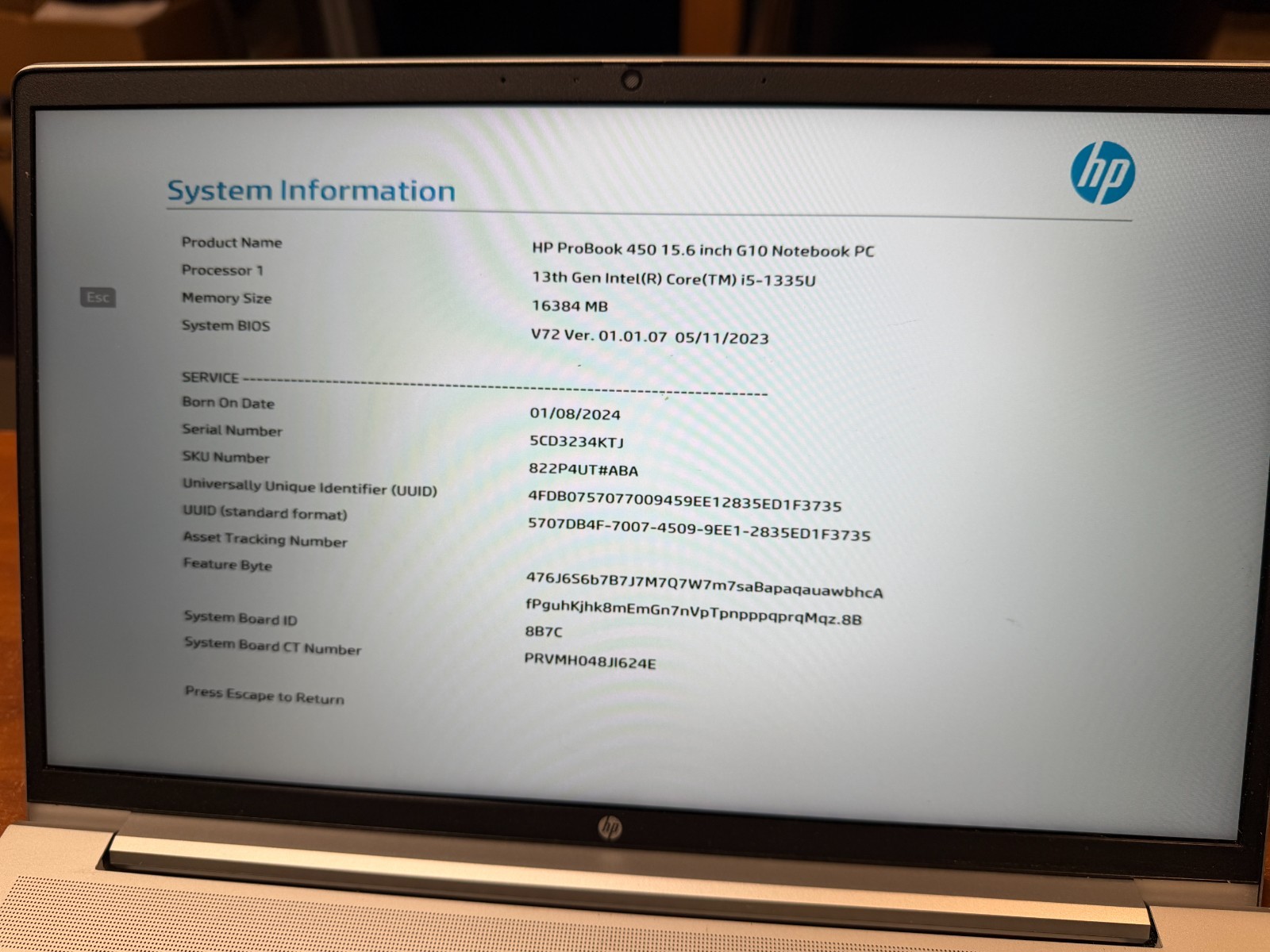 HP ProBook 450 G10 Laptop – Intel i5-1355U @ 1.3GHz 16GB RAM No HDD/OS