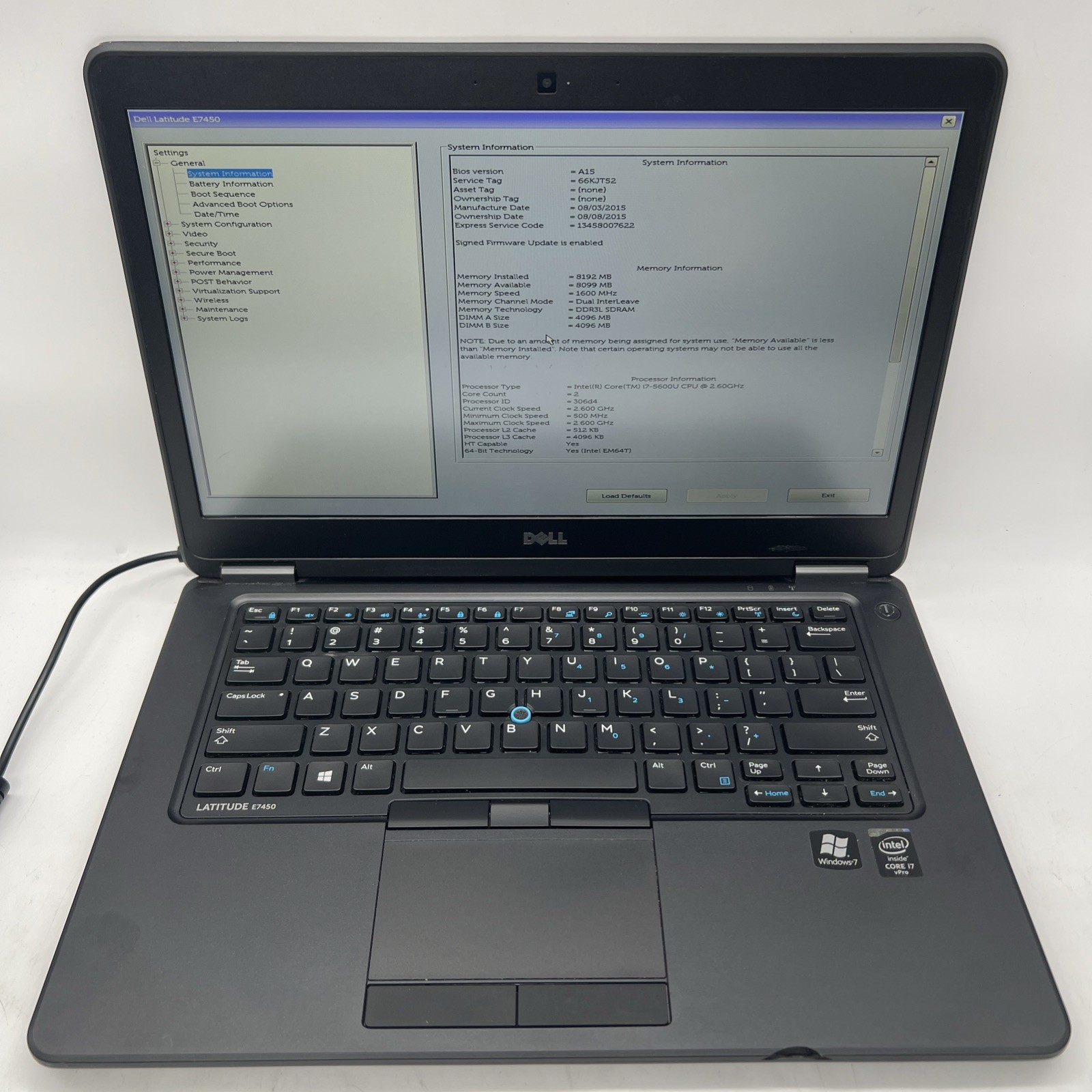 Dell Latitude E7450 i7 5600U 2.6GHz 8GB RAM GeForce 840M 2GB No Drive No OS