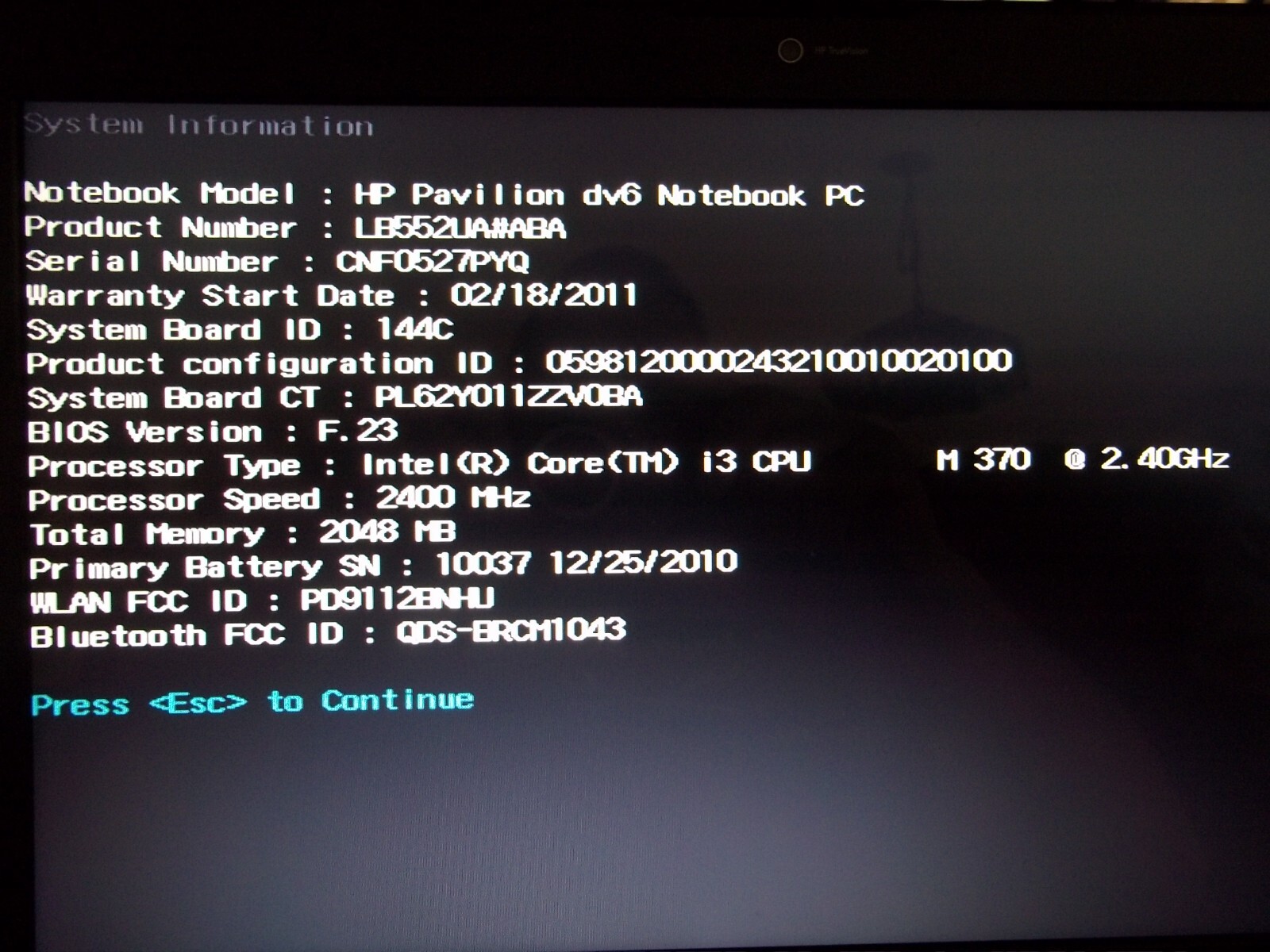 HP Pavillion DV6 for parts *14