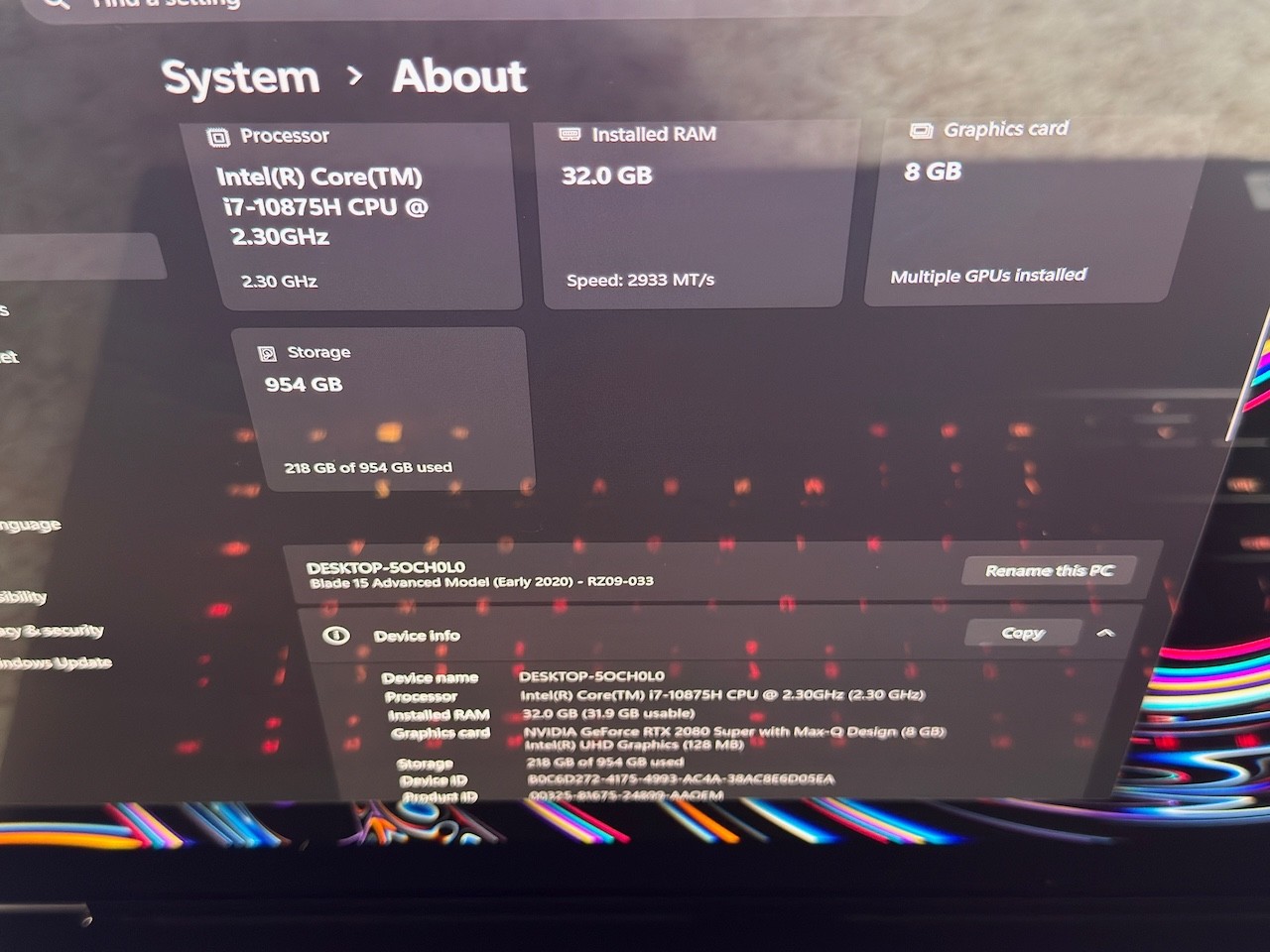 Razer Blade 15 Advanced 4K OLED, RTX 2080 Super, i7-10875H, 32GB RAM, 1TB SSD!