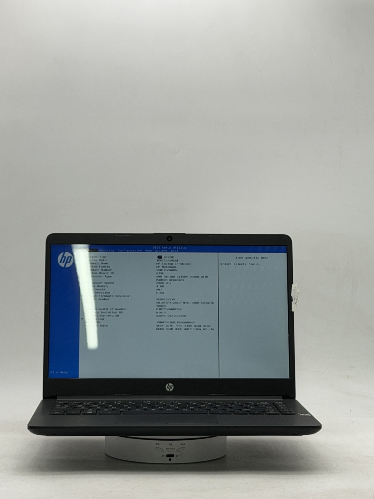 HP Laptop 14-dk1xxx 14″ AMD Athlon Silver 3050U 4GB 128GB NO OS {READ}