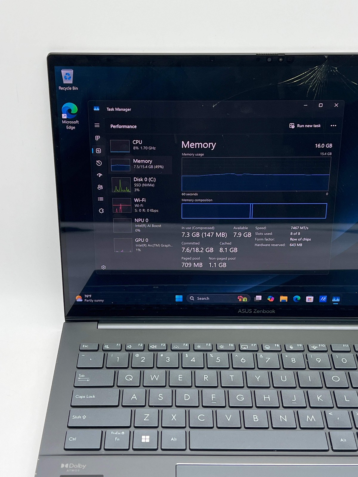 Asus Zenbook 14 Q425M OLED Ultra 7 155H 16GB RAM 1TB SSD – For Parts (Read DESC)