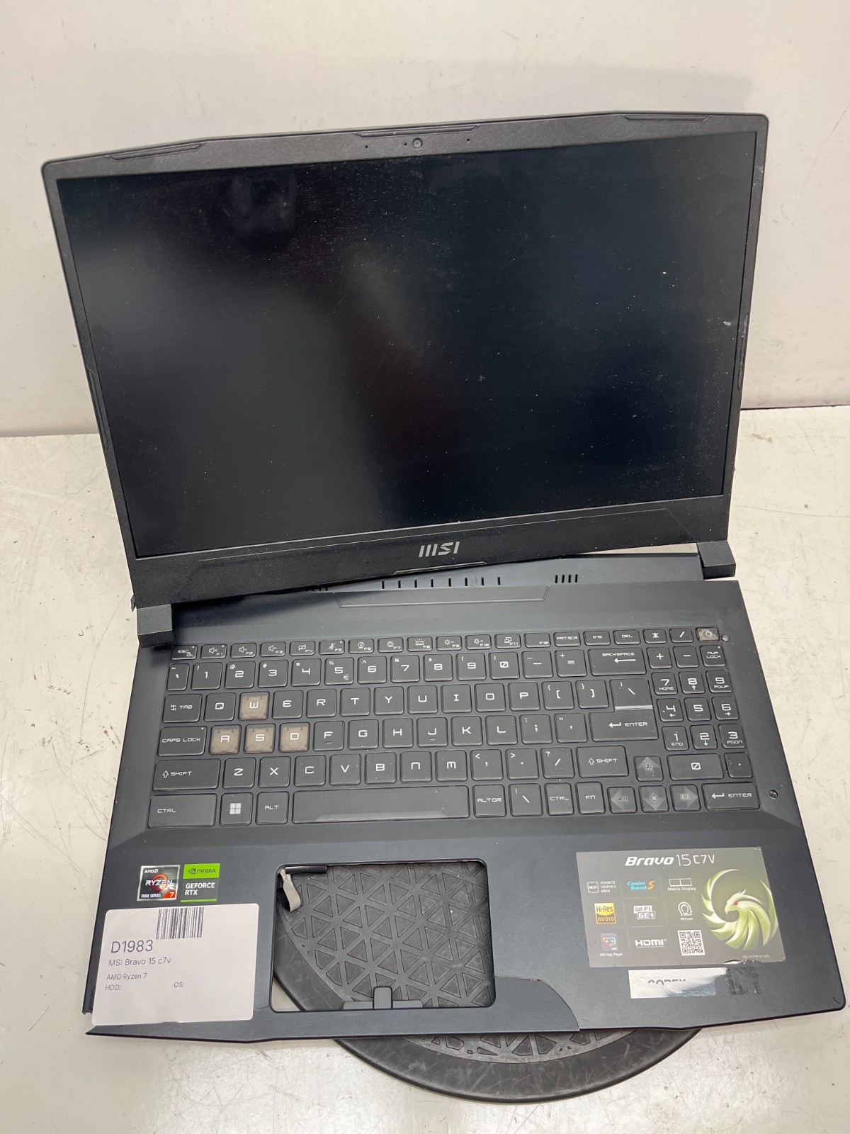 MSI Bravo 15 c7v AMD Ryzen 7 7000 Series Nvidia RTX 4050 – Parts/Repair