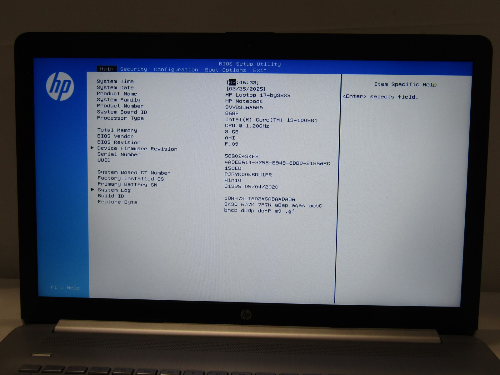 HP 17-by3063st 1.2GHz Core i3-1005G1 8GB RAM 1 TB HDD & 128GB SSD 17″ HD+ NO OS