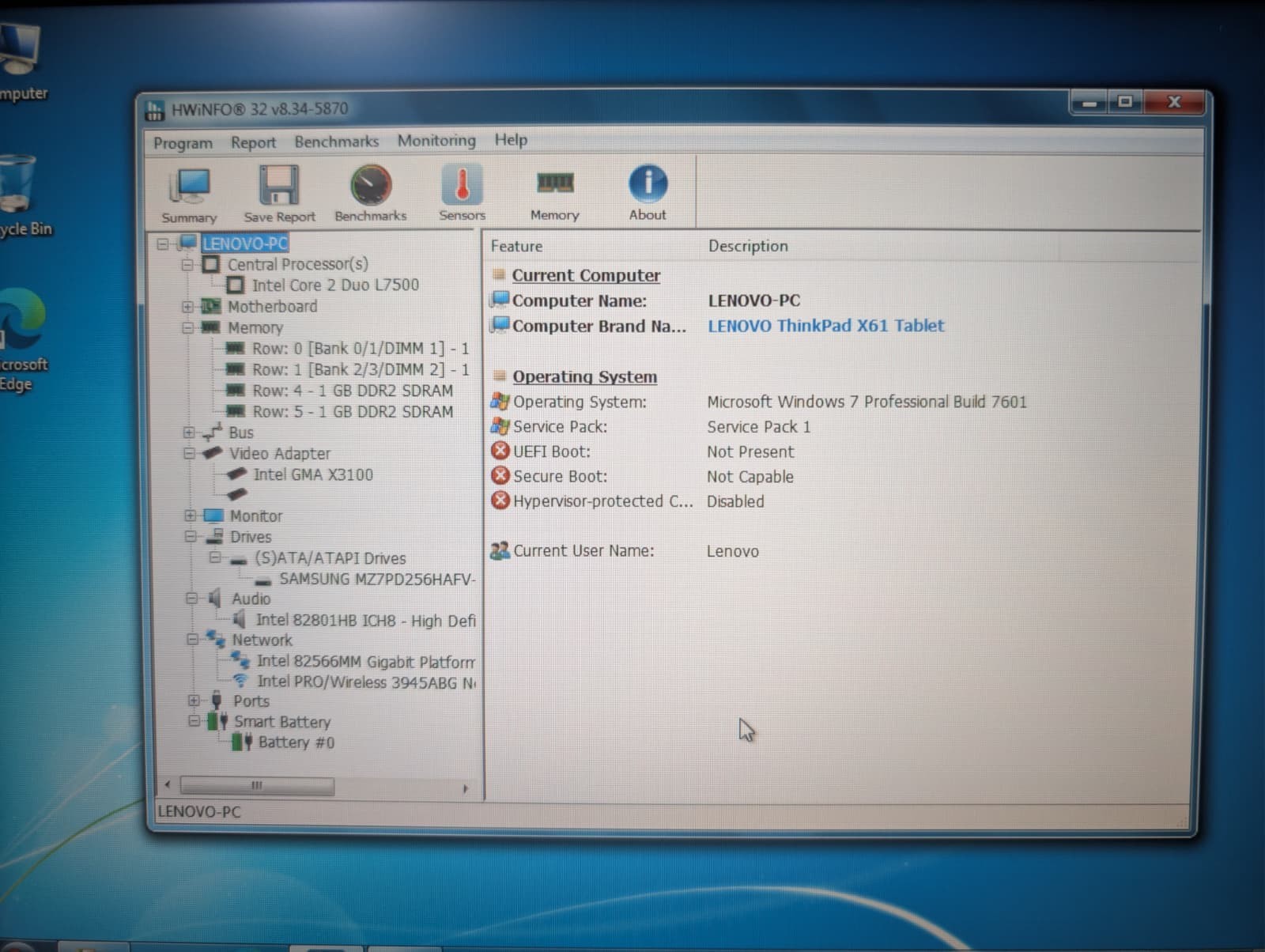 Lenovo ThinkPad X61 Tablet RARE | C2D L7500 4GB RAM 256GB SSD | Win 7 32-Bit
