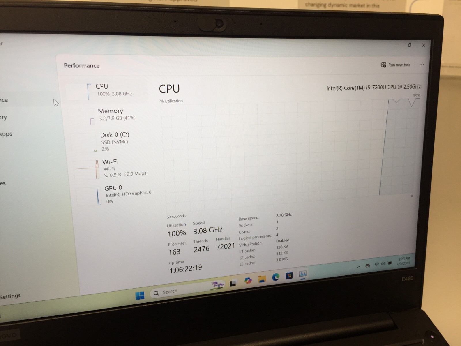 Lenovo ThinkPad E480 14″ core i5 7th Gen 2.50 GHz 8 GB RAM 256 GB SSD WIN 11 PRO