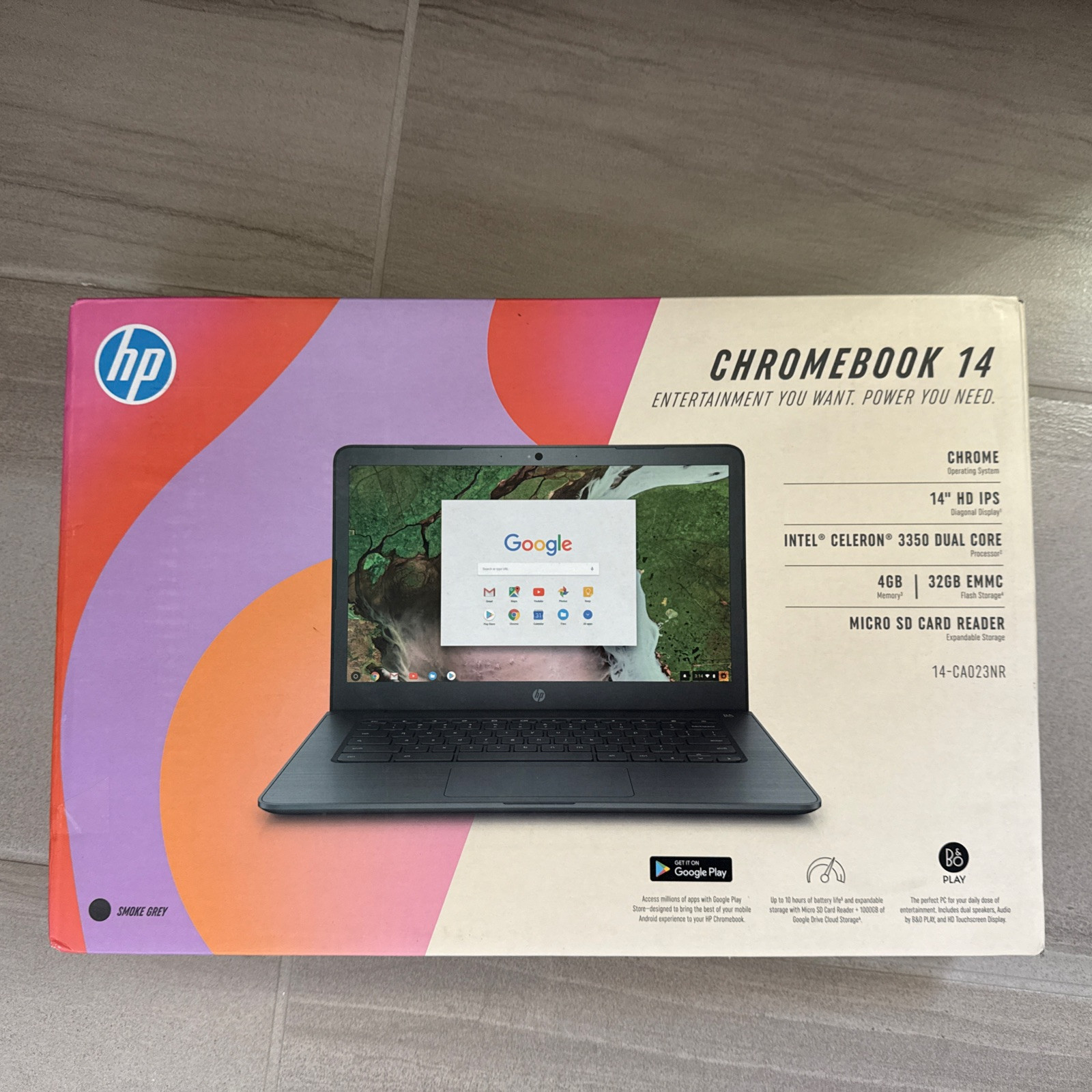 HP 14-ca023nr 14 inch (32GB, Intel Celeron, 1.10 GHz, 4GB) Chromebook – 4BS38UA