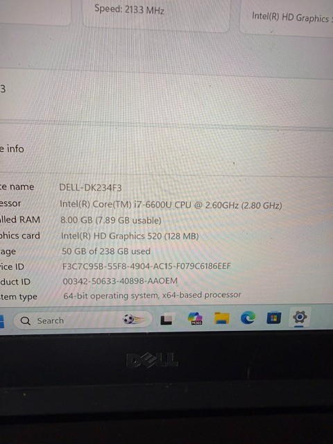 Dell Latitude E7470 i7-6600U 256GB SSD 8GB RAM (No Charger Included)