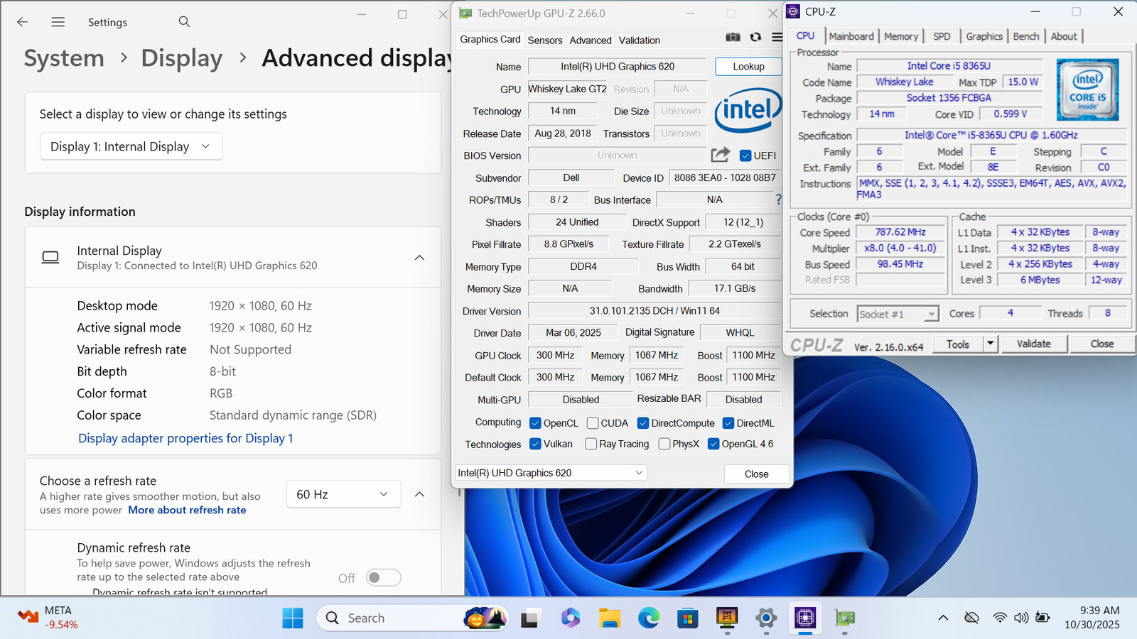 Dell Latitude 5300 13″ FHD Touch I5-8365U 256GB SSD 8GB W11P Webcam *READ*