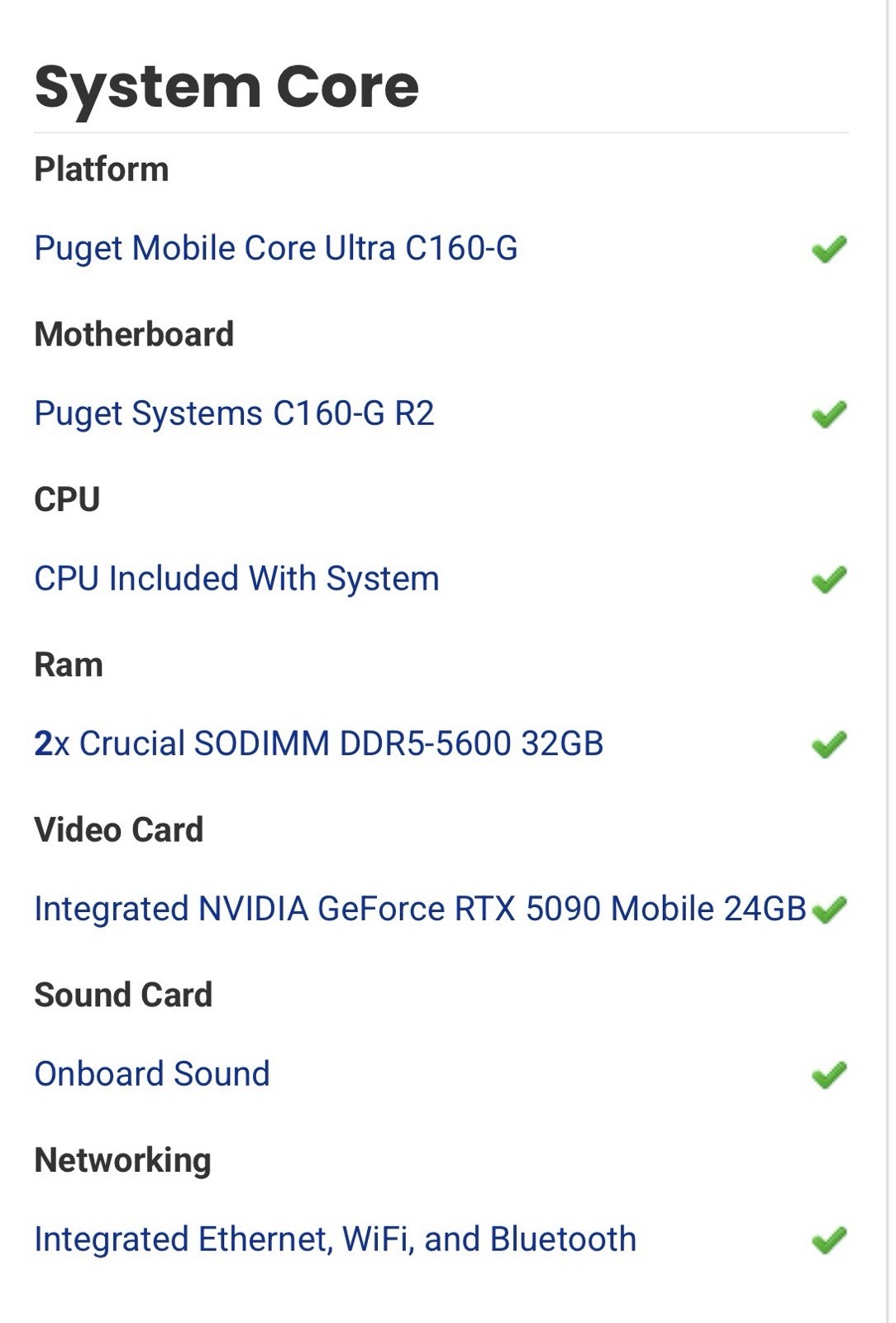 Puget Mobile Core Ultra C160-G | 275HX | RTX 5090 | 64GB DDR5 | 1TB Gen5 SSD